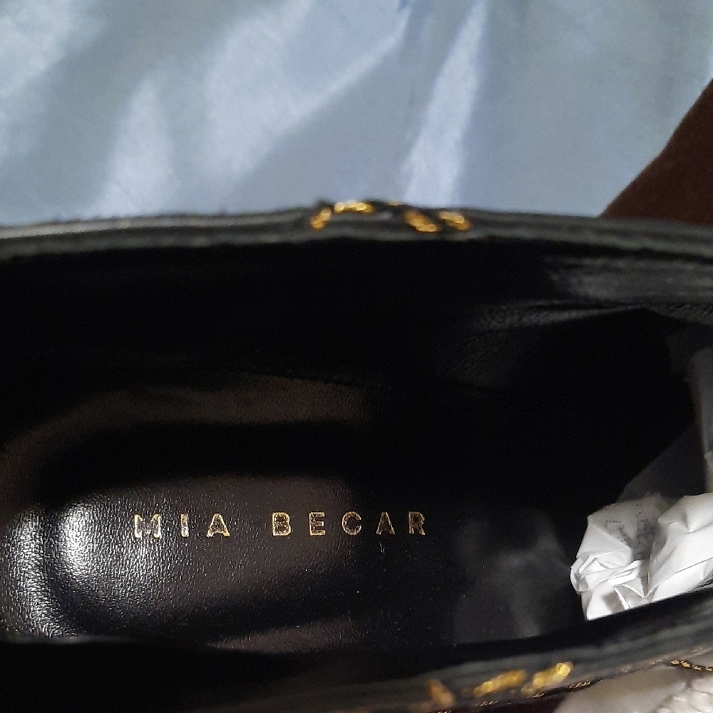 Mia Becar Black Stitched Heeled Boots - Picture 2 of 10